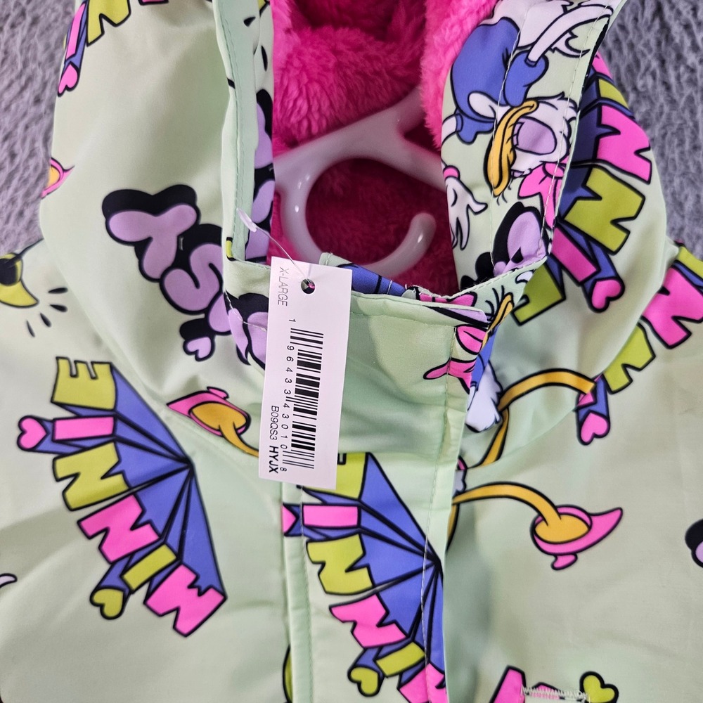 NEW Disney Minnie Mouse Daisy Duck Girls Hooded Jacket Light Green Pink XL 10 Yr - Picture 3 of 12